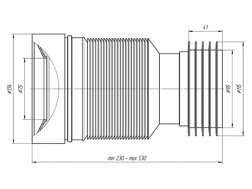 Гофра для унитаза гибкая пластиковая АНИПЛАСТ K828 110 мм выход с прокладкой