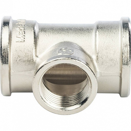 Тройник переходной переходной латунный STOUT никель 1&quot;x3/4&quot;x1&quot; В