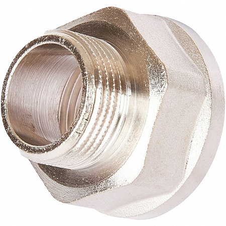 Переход под ключ резьбовой латунный STOUT никель 1&quot;х3/4&quot; ВН