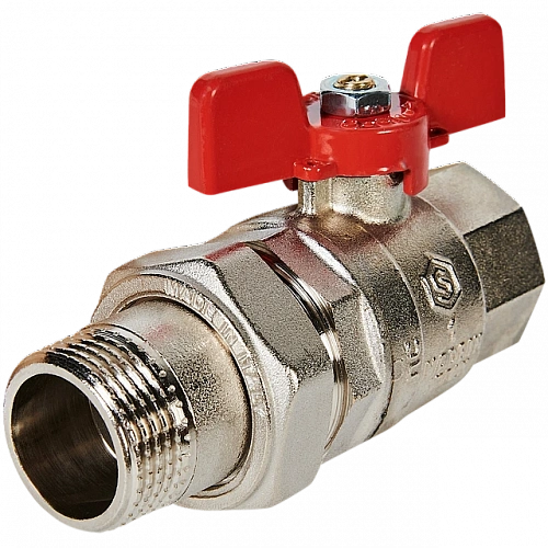 Кран шаровой полнопроходной с американкой STOUT ручка бабочка 1&amp;quot; ВР/НР (EPDM)