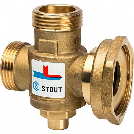 Клапан трехходовой термостатический смесительный STOUT 1&quot; Н-11/2&quot; В-1&quot; Н (60°С)