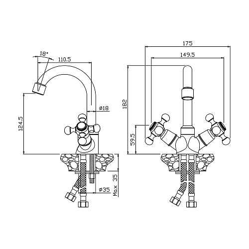 Смеситель для раковины с поворотным изливом OLIVE'S GIRONA 01110GR хром, латунь, уп. (10 шт)