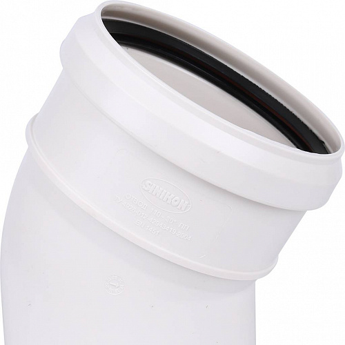 ПВХ Отвод канализационный SINIKON КОМФОРТ ПЛЮС белый Ø110х30°