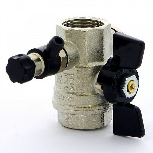 Кран шаровой BUGATTI OREGON 332 бабочка 3/4&amp;quot; ВВ, с дренажем и воздухоотводчиком