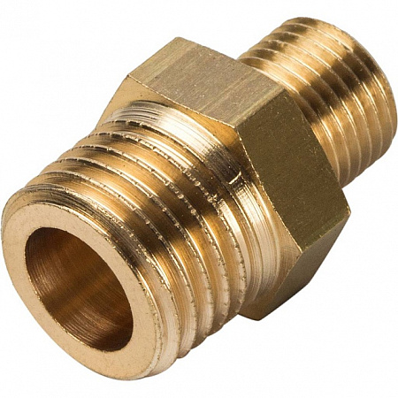 Ниппель переходной резьбовой латунный STOUT без покрытия 1/4&quot;x1/8&quot; Н