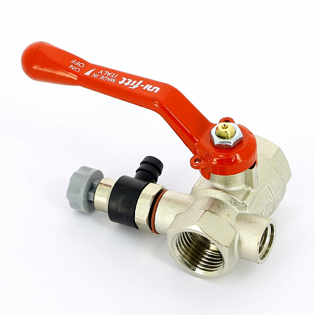 UNI-FITT Кран шаровой ВВ 1/2&quot; с дренажным вентилем (заглушка 1/4&quot;), ручка
