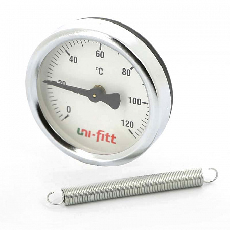 Термометр биметаллический накладной UNI-FITT Ø63-1/2&quot;, +120°C