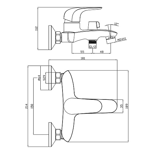 Смеситель для ванны OLIVE'S CASTILLA 07201CS хром, латунь, уп. (8 шт)