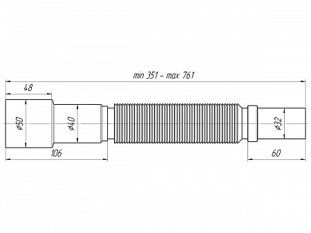 Гофра для сифона гибкая пластиковая сатндартная АНИПЛАСТ K306 32/40-50