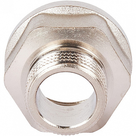 Переход под ключ резьбовой латунный STOUT никель 3/4&quot;х1/2&quot; ВН