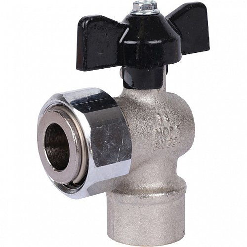 Кран шаровой угловой STOUT бабочка 1/2&amp;quot;х3/4&amp;quot; В, с накидной гайкой