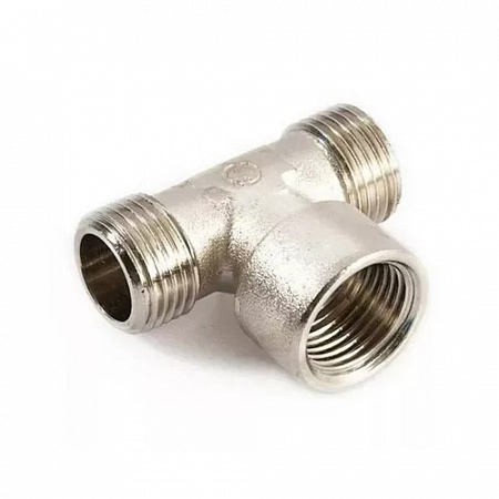 Тройник переходной резьбовой латунный STOUT никель 1/2&quot;x1/2&quot;x1/2&quot; НВН