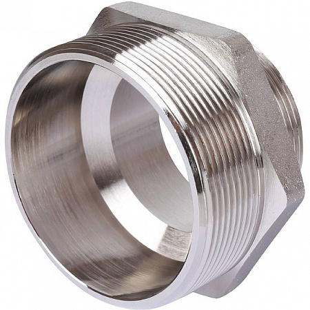 Ниппель переходной резьбовой латунный STOUT никель 21/2&quot;x2&quot; Н