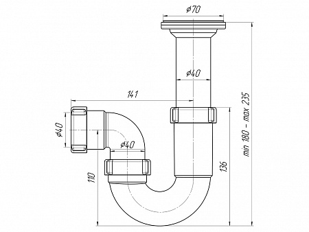 АНИПЛАСТ Сифон 11/2&quot;х40 прямоточный