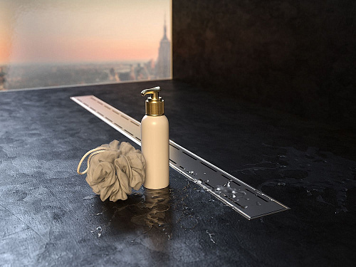 Душевой трап-лоток MCH Chudej нижний слив Ø40, рамка нерж, 750мм LINE серебро глянц