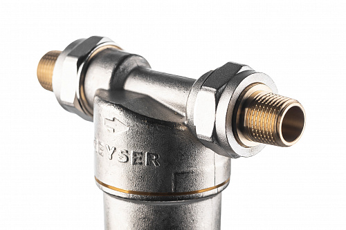 Фильтр промывной ГЕЙЗЕР БАСТИОН 121 Ø60 никель 1/2&amp;quot; АМ-АМ, 90 мкм, латунная колба