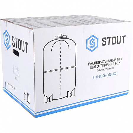 Расширительный бак для отопления STOUT красный 80 л (верхнее подключение)