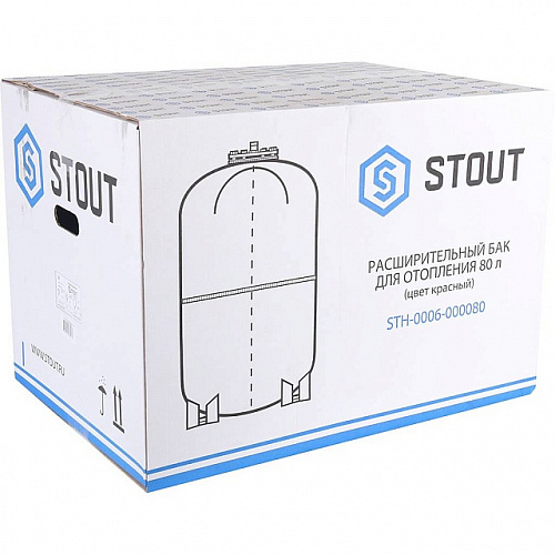 Расширительный бак для отопления STOUT красный 80 л (верхнее подключение)