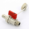 Кран шаровой потребительный UNI-FITT 3/8&amp;quot;x3/4&amp;quot; НН сливной со штуцером и заглушкой, флажок красный ме