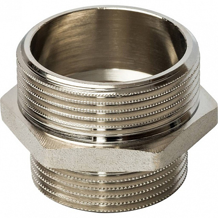 Ниппель переходной резьбовой латунный STOUT никель 11/2&quot;x11/4&quot; Н