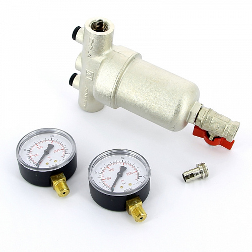 Фильтр промывной два манометра ITAP 189 никель 1/2&amp;quot; ВР-ВР, 300 мкм, латунная колба (27641)