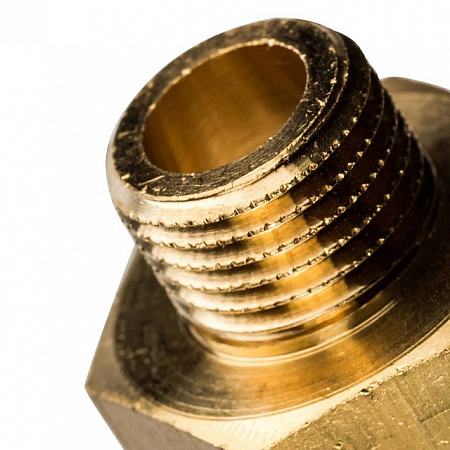 Ниппель переходной резьбовой латунный STOUT без покрытия 1/2&quot;x1/4&quot; Н