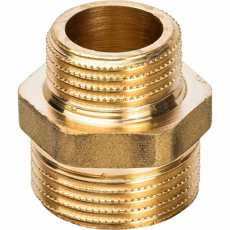 Ниппель переходной резьбовой латунный STOUT без покрытия 3/4&quot;x1/2&quot; Н