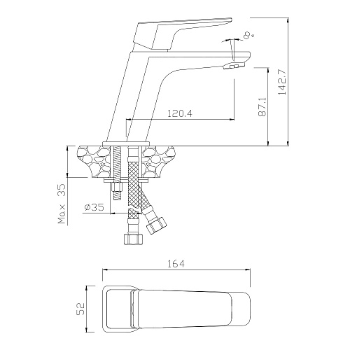 Смеситель для раковины OLIVE'S ARAGON 10100AN хром, латунь, уп. (10 шт)