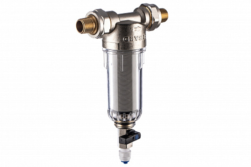 Фильтр промывной ГЕЙЗЕР БАСТИОН 111 Ø60 никель 1/2&amp;quot; АМ-АМ, 90 мкм, пластиковая колба