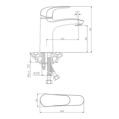 Смеситель для раковины OLIVE'S CASTILLA 07100CS хром, латунь, уп. (10 шт)