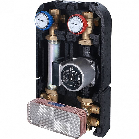 ГБМ Насосная группа STOUT с теплообменником, 18 пластин, с насосом GRUNDFOS UPSO25-65 DN25 (1&quot;)