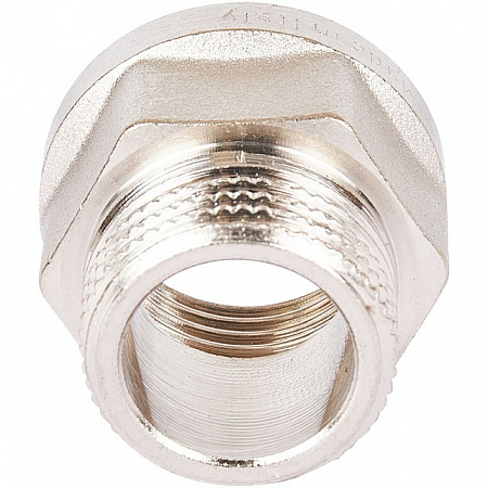 Переход под ключ резьбовой латунный STOUT никель 1/2&quot;х1/2&quot; ВН