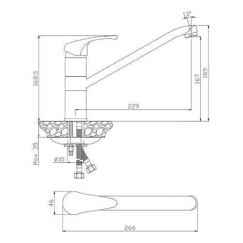 Смеситель для кухни OLIVE'S AVILA 02430AV хром, латунь, упак (10 шт)