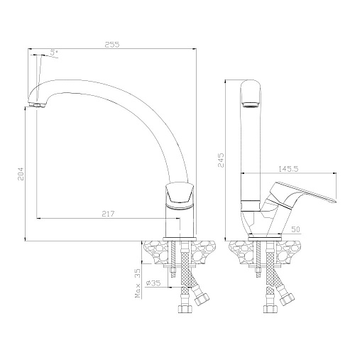 Смеситель для кухни OLIVE'S EVORA 33431EV хром, латунь, уп. (10 шт)