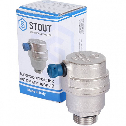 Воздухоотводчик автомат STOUT боковой выпуск, нар.р. 1/2&amp;quot; никель., уплотнительное кольцо - NBR