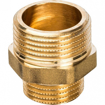 Ниппель переходной резьбовой латунный STOUT без покрытия 3/4&quot;x1/2&quot; Н