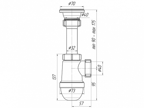 Сифон для кухонных мойки АНИПЛАСТ C0100 11/2&amp;quot;х40