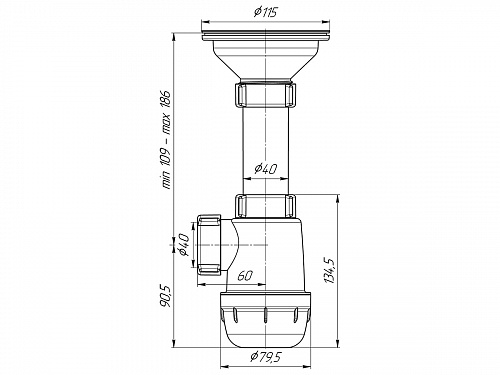 АНИПЛАСТ Сифон Грот 31/2&amp;quot;х40
