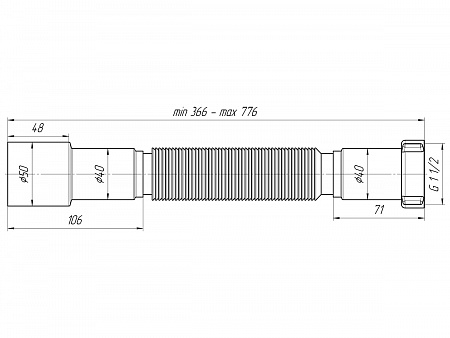 Гофра для сифона гибкая пластиковая стандартная АНИПЛАСТ K106 50/40-11/2&quot;