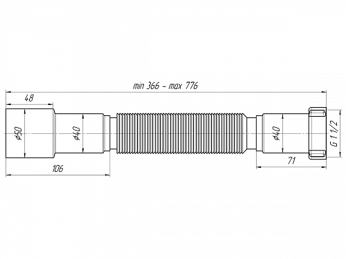 Гофра для сифона гибкая пластиковая стандартная АНИПЛАСТ K106 50/40-11/2&amp;quot;