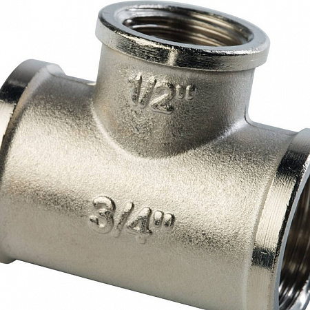 Тройник переходной переходной латунный STOUT никель 3/4&quot;x1/2&quot;x3/4&quot; В