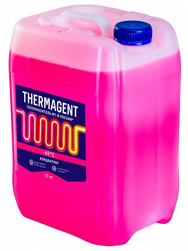 Теплоноситель для отопления THERMAGENT (розовый) этиленгликоль -65°С, 10 кг (77637)