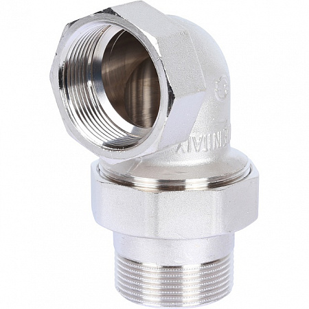 Американка УГЛОВАЯ резьбовая латунная (с прокладкой o-ring) STOUT никель 11/2&quot; ВН