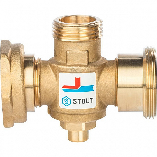 Клапан трехходовой термостатический смесительный STOUT 11/2&amp;quot; Н-11/2&amp;quot; В-1&amp;quot; Н (60°С)