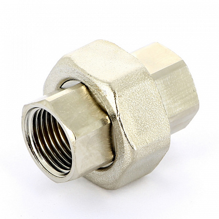 Американка ПРЯМАЯ резьбовая латунная UNI-FITT никель 1/2&quot; В, с прокладкой O-RING