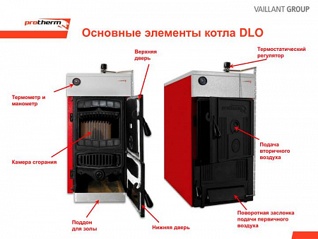 Котел твердотопливный напольный PROTHERM БОБЕР 50DLO, 35 кВт/39 кВт, атмосферный, с открытой камерой