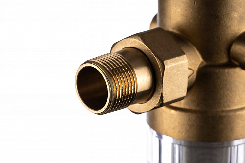 Фильтр промывной с гасителем ГЕЙЗЕР БАСТИОН Ø60 без покрытия 3/4&amp;quot; АМ-АМ, 90 мкм, пластиковая колба