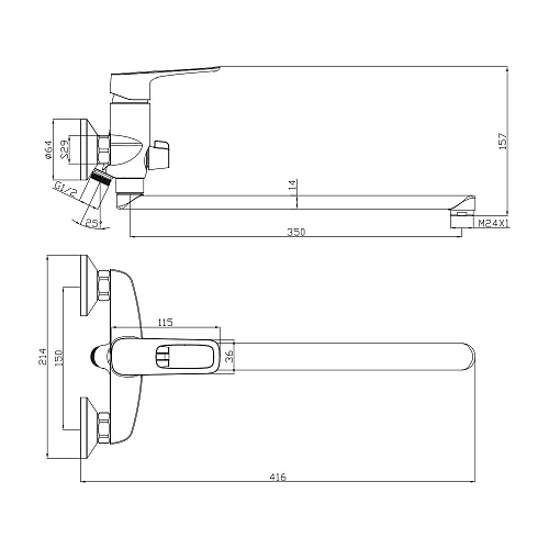 Смеситель для ванны с длинным изливом OLIVE'S ARTIS 06221AT хром, латунь, уп. (8 шт)
