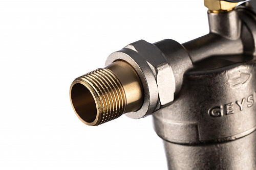 Фильтр промывной с манометром ГЕЙЗЕР БАСТИОН 122 Ø60 никель 3/4&amp;quot; АМ-АМ, 90 мкм, латунная колба