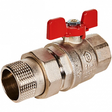 Кран шаровой полнопроходной с американкой STOUT ручка бабочка 11/4&quot; ВР/НР (EPDM)
